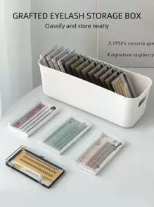 1pc Cosmetic Storage Box, Modern Plastic Clear Panel Design Makeup Storage Box For Household High-End Eyelash Extension Storage Box For Storing Eyelashes, Portable Container For Lash Artists,Room,Home,Bedroom,Bathroom,House,Pink Room,Living Room Decor,Travel Stuff,Gift Bag,Gifts For Mom,Dad,Men,Friends,Teacher,Birthday,Wedding,Desk,Shelves,Accessories,Gift Boxes,Funny Gift,Storage - White - View 1