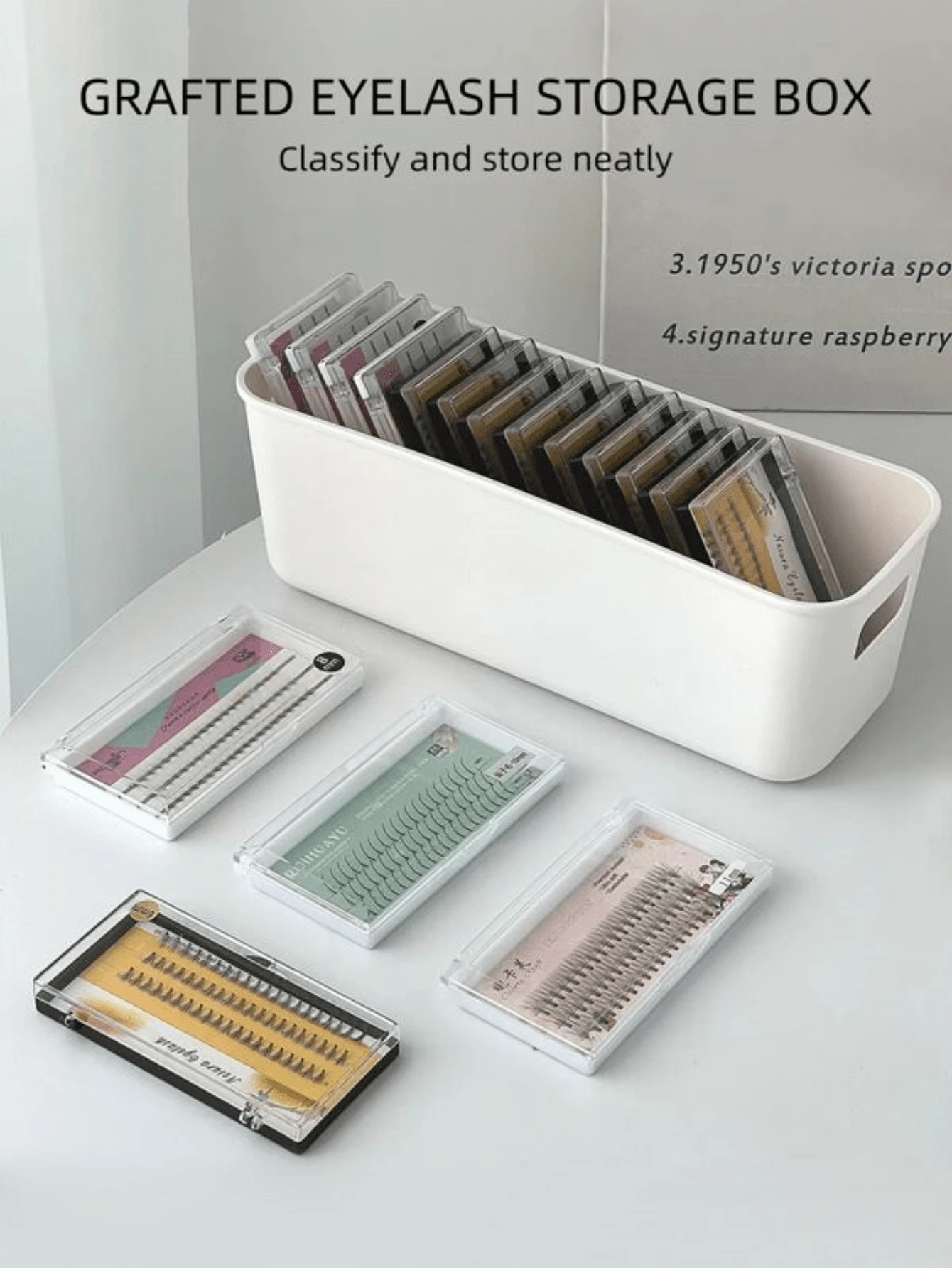 1pc Cosmetic Storage Box, Modern Plastic Clear Panel Design Makeup Storage Box For Household High-End Eyelash Extension Storage Box For Storing Eyelashes, Portable Container For Lash Artists,Room,Home,Bedroom,Bathroom,House,Pink Room,Living Room Decor,Travel Stuff,Gift Bag,Gifts For Mom,Dad,Men,Friends,Teacher,Birthday,Wedding,Desk,Shelves,Accessories,Gift Boxes,Funny Gift,Storage - White - View 1