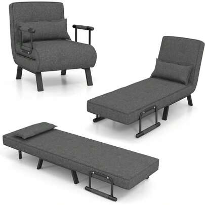 Sleeping Chair Sofa Bed With Sleeping Function, 4 In 1 Foldable Sofa Bed With 6-Way Adjustable Backrest & Removable Cushion, Relaxation Chair Sofa Bed For Home, Office, Up To 150kg