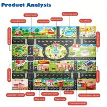 1 件大型儿童益智交通游戏地图游戏垫，儿童地毯游戏垫非常适合安全玩耍，儿童益智道路交通游戏垫适用于卧室游戏系统（130 厘米 * 100 厘米）（部分零件随机发送） - 綠色 - 查看 3