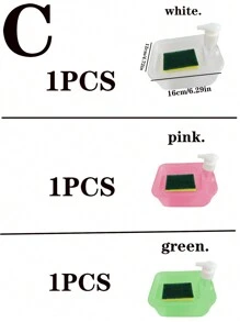 二合一洗洁精分配器和海绵架，含 1 个清洁海绵、皂液器、按压皂液器盒、自动皂液器按压盒、海绵清洁刷，适用于厨房水槽家居浴室装饰 - 彩色 - 查看 6