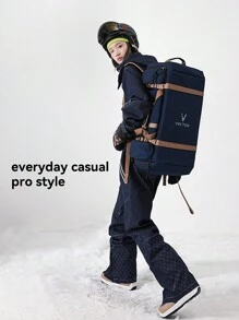 男女牛仔滑雪服纳米级防水防风防污弹力耐磨透气加厚保暖适合户外滑雪滑雪服 - 藍色 - 查看 8