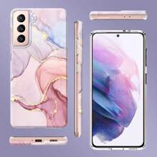 Naciey 大理石水彩風格手機殼,適用於三星s21 - 紫色 - 查看 2