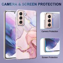 Naciey 大理石水彩風格手機殼,適用於三星s21 - 紫色 - 查看 4