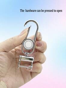 Fashionable Unisex Leather Keychain/ Ruby Heart Shaped Keychain/ Gold Color Bear Head Shaped Keychain/ Creative Open Design Rose Gold & Silver Color Keychain With Rhinestone Decor/ Delicate Lady Lock Shaped Keychain With Dual Leather Lanyard For All Car Models - Silver - View 4