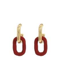 1pair New Chinese Style Red Festive Earrings Suitable For Women To Wear For Festival Celebrations - Red - View 2