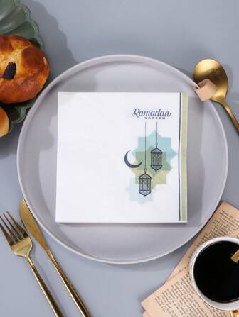 2024歲末節日裝飾月亮和彩色燈光圖案紙餐巾,20 張/包