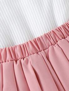 2pcs/Set Adorable Baby Girls' Lovely And Elegant Ruffle Hem Top & Pleated Skirt Set With Bow Perfect For Daily, Vacation And Parties - Multicolor - View 6