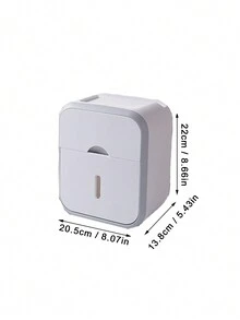 1 件灰色壁掛式浴室紙巾架,附手機槽和衛生盒,防水紙巾架,家用廁所收納架,無需鑽孔 - 灰色 - 查看 2