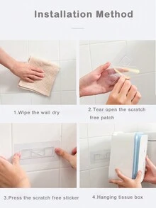 1 件灰色壁掛式浴室紙巾架,附手機槽和衛生盒,防水紙巾架,家用廁所收納架,無需鑽孔 - 灰色 - 查看 9