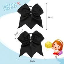 2 Packs Jumbo Cheerleading Bow 8 Inch Cheer Hair Bows Large Cheerleading Hair Bows With Ponytail Holder For Teen Girls Softball Cheerleader Outfit Uniform - Black - View 2