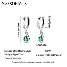 1 Par Pendientes Con Colgante En Forma De Lágrima Verde De Plata Esterlina Estilo Simple, Diseño Versátil Adecuado Para Joyería De Mujer Minimalista Y Moderna - Albaricoque - Ver 5