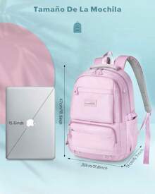 Mochila Escolar Viaje Bolsa P/ Laptop 15.6 Inch Iforu 30l - Rosa Pálido - Ver 5