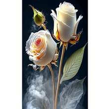 情人節玫瑰鑽石繪畫套件,1入組diy 5d家居牆壁裝飾手工藝術繪畫,裝飾,手工禮物,針對鑽石繪畫愛好者,節日禮物,無框畫布 - 白色 - 查看 2