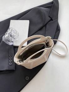 Không phổ biến Khối màu Hợp thời Cầm tay Túi Bucket 2023 Mùa Thu Phổ biến nhất Trắng Vai & Túi đeo chéo Với Đúng mốt Thiết kế đơn giản Đối với phụ nữ - trắng - Xem 4