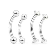 4入組16g時尚不銹鋼微小眉環男女適用,彎曲的杆狀蛇紋眉環穿刺耳臍肚唇鉤環,適用於日常穿戴和派對聚會