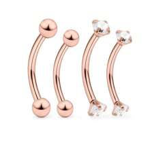 4入組16g時尚不銹鋼微小眉環男女適用,彎曲的杆狀蛇紋眉環穿刺耳臍肚唇鉤環,適用於日常穿戴和派對聚會