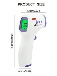 1個非接觸式數字紅外額溫槍,配備大型led顯示屏（不含電池）,聖誕和萬聖節禮物,家用額溫計 - 淡紫色 - 查看 6