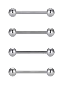 CIZME 4Pcs/Set Nipple Rings Tongue Rings Stainless Steel 14G Straight Barbells Piercing Jewelry 12mm,14mm,16mm,18mm