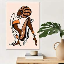 1個非洲文化帶來無盡美感的帆布牆藝術品,適合裝飾家居、辦公室咖啡廳,是完美的禮品和裝飾品,不含相框 - 棕色 - 查看 2