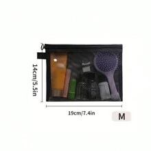 1個透明收納網格化妝收納袋,多功能旅行便攜袋,口紅護膚品收納洗臉化妝包, 灰色和黑色,多個尺寸可用 - 彩色 - 查看 13