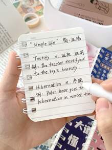 MOKA 4 件/組 A7 螺旋側翻筆記本,單本 80 頁橫線內頁,可愛卡通封面文具,適合返校日韓風格,1 套已發貨 - 粉色 - 查看 8