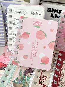 MOKA 4 件/組 A7 螺旋側翻筆記本,單本 80 頁橫線內頁,可愛卡通封面文具,適合返校日韓風格,1 套已發貨 - 粉色 - 查看 3