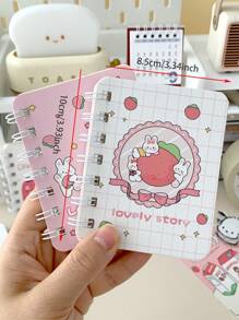 MOKA 4 件/組 A7 螺旋側翻筆記本,單本 80 頁橫線內頁,可愛卡通封面文具,適合返校日韓風格,1 套已發貨 - 粉色 - 查看 6