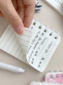 MOKA 4 件/組 A7 螺旋側翻筆記本,單本 80 頁橫線內頁,可愛卡通封面文具,適合返校日韓風格,1 套已發貨 - 粉色 - 查看 5