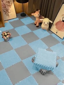 12pcs Bedroom Bedside Full Coverage Rug, Customizeable Interlocking Floor Mat, Suitable For Window Sill & Tatami, 12*12in - Light Grey - View 5