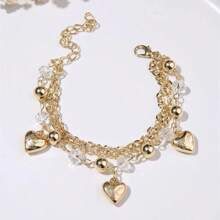 1個歐美風格的心形蝴蝶和蛇形手環,時尚的蝴蝶和流蘇細節簡單手鐲 - 銀色 - 查看 5