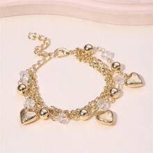 1個歐美風格的心形蝴蝶和蛇形手環,時尚的蝴蝶和流蘇細節簡單手鐲 - 銀色 - 查看 4