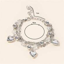 1個歐美風格的心形蝴蝶和蛇形手環,時尚的蝴蝶和流蘇細節簡單手鐲 - 銀色 - 查看 3