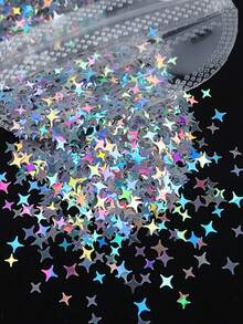 12 Packs/1 Set DIY Laser Four-Pointed Star Nail Art Sequins, DIY Jewelry Accessories, Crystal Glue Filled Sequins - Multicolor - View 2