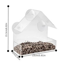 1 Pc Window Bird Feeder Outside Clear Acrylic Hanging Bird Feeders With Suction Cup Pet Supplies Transparent Wall-Mounted Bird Cage