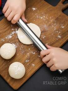 1pc, Rolling Pin, Stainless Steel Rolling Pin, Dough Roller, Rolling Pin For Baking Fondant, Pizza, Pie, Pastry, Pasta, Dough, Cookies,Ideal For Professional Bakers And Pastry Chefs For Restaurant/Food Truck/Bakery - Silver - View 3