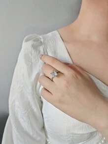 MOONSO 2023 New Design Luxury Ring For Women Wedding Engagement Finger Lady Gift Jewelry R7233 - Silver - View 3