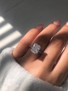 MOONSO 2023 New Design Luxury Ring For Women Wedding Engagement Finger Lady Gift Jewelry R7233 - Silver - View 2