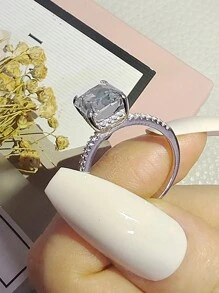 MOONSO 2023 New Design Luxury Ring For Women Wedding Engagement Finger Lady Gift Jewelry R7233 - Silver - View 4