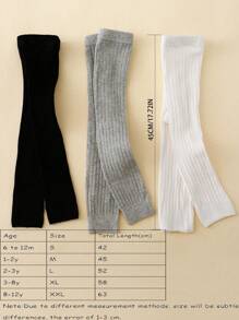 3pcs Baby Girls' Solid Color Striped 3/4 Length Tights For Spring And Autumn - Multicolor - View 2