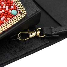 重工业波西米亚风米珍珠贝壳花精致PU旅行摄影单肩斜挎包磁扣女包 - 黃色 - 查看 5