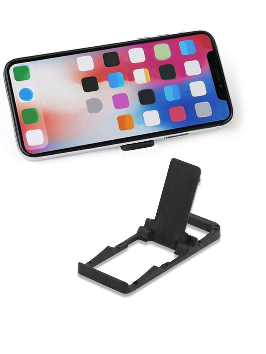 迷你手機支架,附 L 形折疊夾和沙灘塑膠通用手機支架 - 黑色 - 查看 1