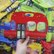 10 Cartoon Car Bags, Bus-Shaped Self-Standing Self-Sealing Airtight Bags, Candy Snack Packaging Bags, Jewelry Stationery Small Gift Bags, Plastic Sealed Bags - Yellow - View 3