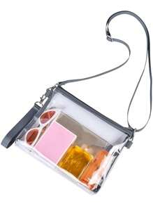 Spot Transparent Pvc Crossbody Bag Waterproof Cosmetic Bag Toiletries Storage Portable Hand-Held Storage Bag - Grey - View 1