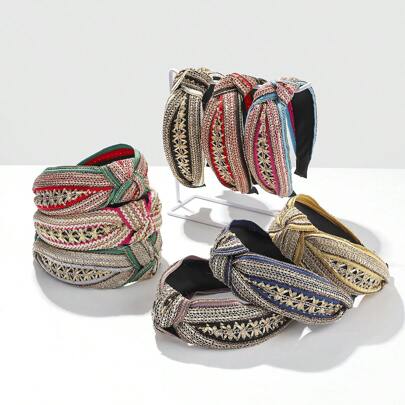 عصابة رأس مضفرة بنمط بوهيمي قطعة واحدة