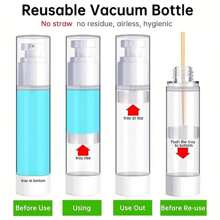 透明無氣化化妝品乳霜泵瓶旅行尺寸分配器可重複使用容器空化妝水泵瓶旅行必備品 - 無色 - 查看 1