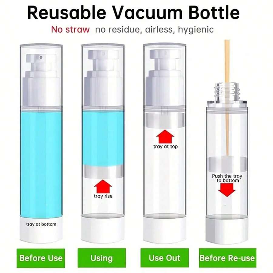 透明無氣化化妝品乳霜泵瓶旅行尺寸分配器可重複使用容器空化妝水泵瓶旅行必備品 - 無色 - 查看 1