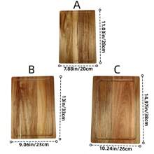 1個日式實心相思木矩形托盤,適用於牛排,吐司和糕點,適合早餐,下午茶,戶外野餐和各種節日晚宴 - 黃色 - 查看 2