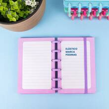 Caderno Inteligente Pequeno A6 Refil Folha Capa Disco Pautado Anotações Planejamento Notas Papelaria Fofa Colors - Roxo - Visão 7