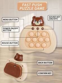 Push & Press Training Game Console For Kids' Intellectual Development, Stress Relief, Reaction & Concentration Training With Mole Whacking Game - Apricot - View 4